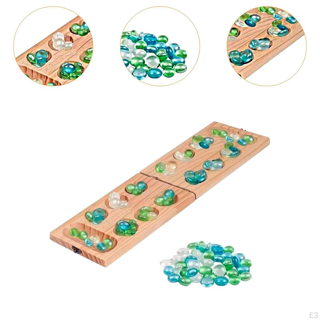 Wooden Board Game Set, 48 Pieces, Classic Foldable for Children And Adults, Portable Party