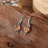 Two-Tone Silver & Copper Flower Leaf Drop Earrings Handmade Nature Inspired Floral Dangle Earrings Women Vintage Bohemian Jewelry