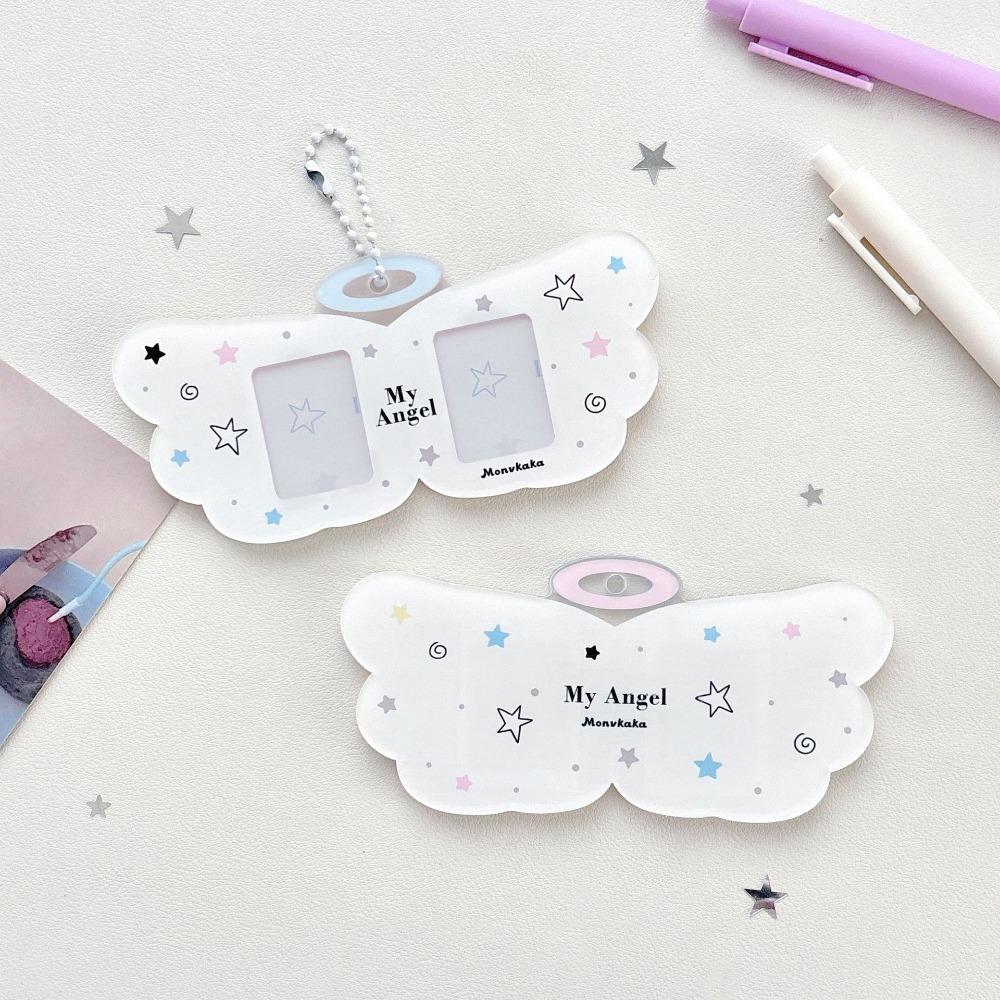 Cute Angel Wings Card Sleeve Pendant Clear DIY Design Card Cover Bag Pendant Photocard Holder