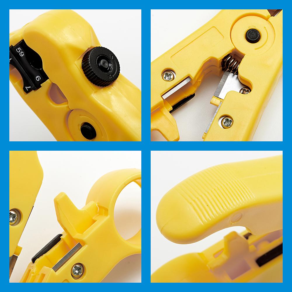 Multi-Functional Coaxial Cable Stripper Pliers,Wire Stripping Tool for RG6 RG59 RG7 RG11 UTP STP Cables