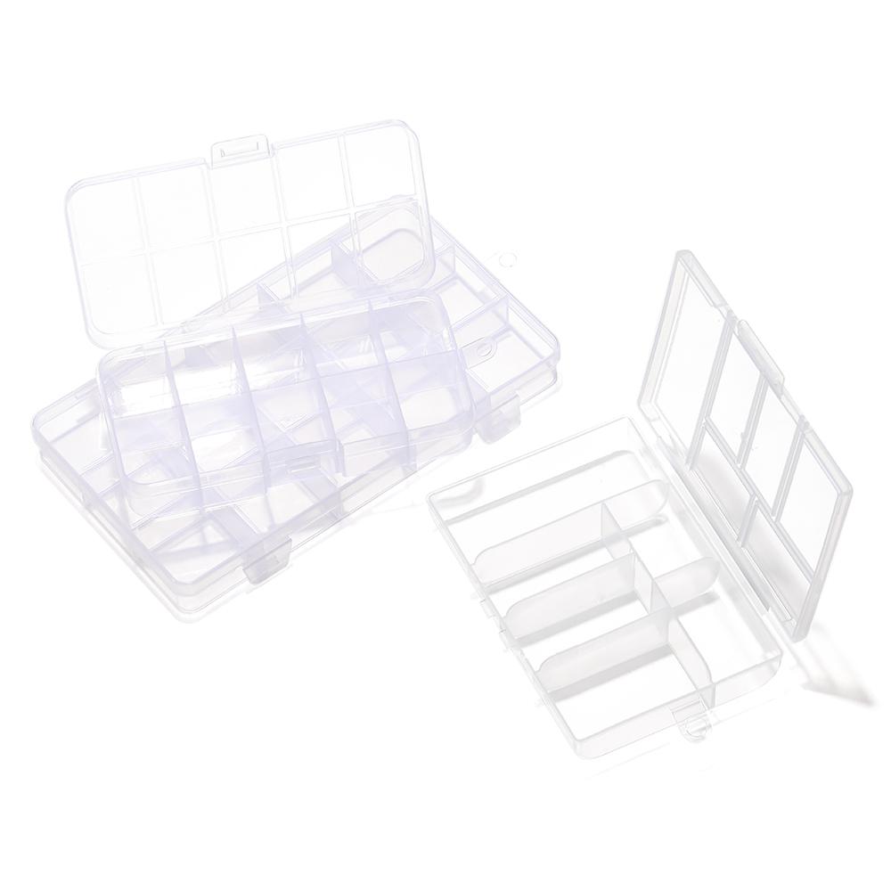 Plastic Jewelry Box 6/10/15/24/28 Compartment Slot Organizer Storage Beads Container Jewelry Storage Box Rectangle Case