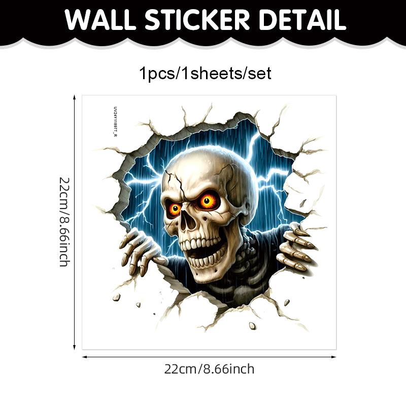 Halloween Wall Stickers 3D Effect Broken Wall Zombies Broken Wall Floor Stickers Pvc Self-Adhesive Bedroom Living Room Horror