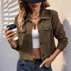 Autumn and Winter Women's Corduroy Solid Color Fashion Versatile Handsome Women's Khaki Jacket Female