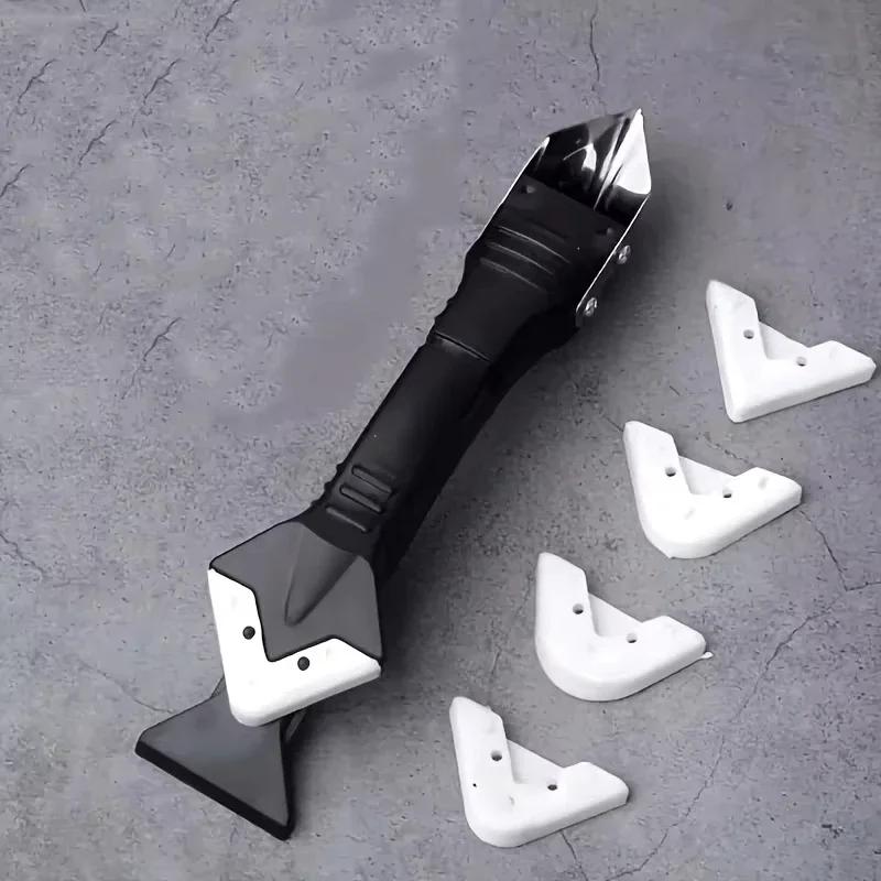Five in one metal head scraper kit: adhesive remover, silicone scraper, sealant trimming and corner scraping, convenient