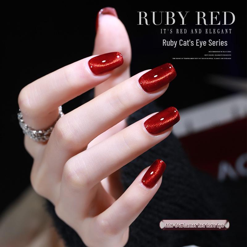 AS New Gem Red Cat Eye Gel Polish - Autumn/Winter 2022 Dynamic Crushed Diamond Crystal Cat Eye Nail Art