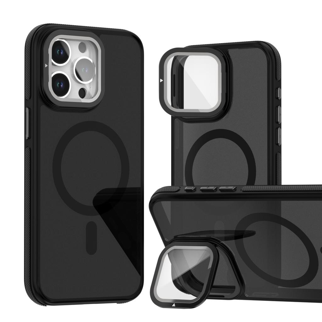 Passend für IPhone15Promax, zweifarbiger, sich wie Haut anfühlender Objektivhalter, Handyhülle, Apple 14 magnetischer Anti-Rutsch-Rand