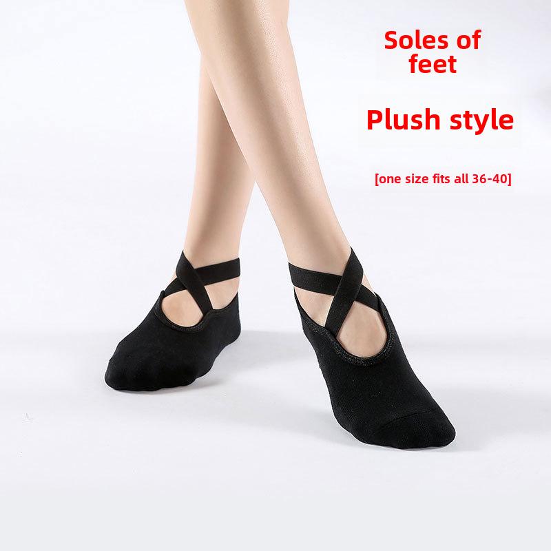 Women's Anti-Slip Cotton Yoga Socks for Autumn & Winter - Instep-Exposed Pilates & Dance Fitness Socks