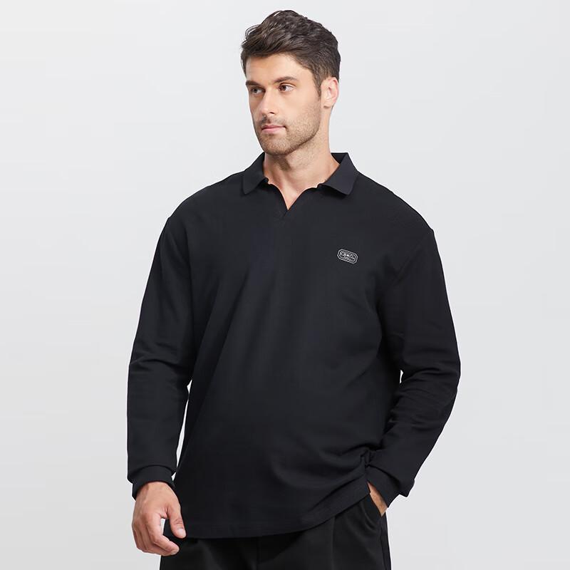 Men's Plus Size Long Sleeve V-Neck Polo Shirt