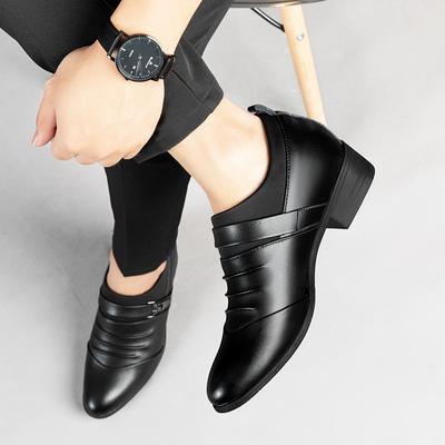 Inner Height Increase Formal Leather Shoes Men's British Men's High Heels Pointed Head Soft Sole Low-top Young Men's Shoes Foot Tide 2025