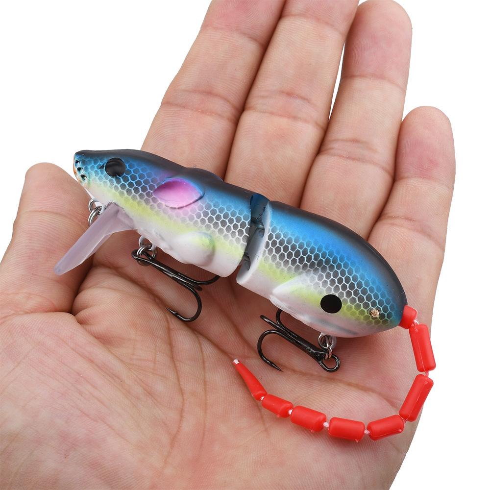 Jointed Mouse Shaped Fishing Lure Multi Segment Hard Bait Artificial Minnow Pencil with Treble Hooks for Freshwater Saltwater Casting