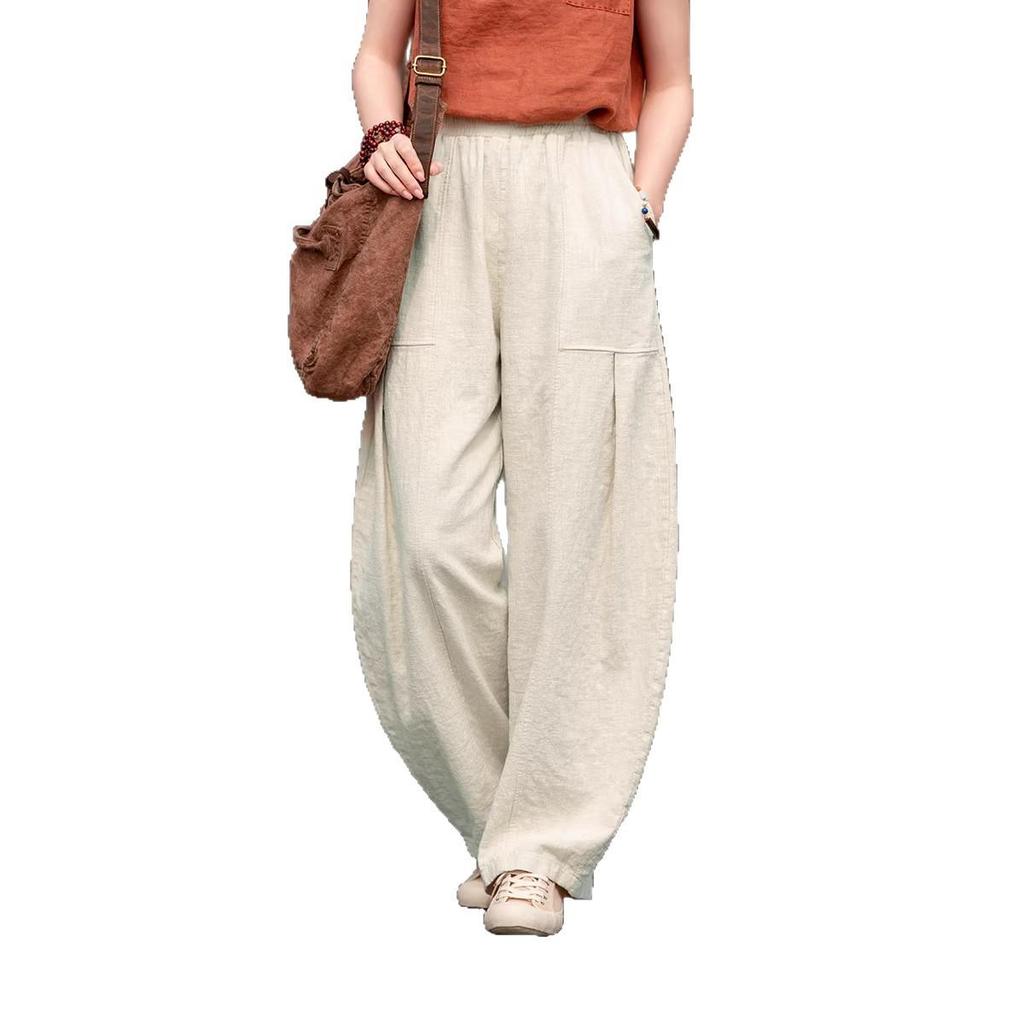 2026 Spring/Summer Artistic Cotton Linen Women's Slimming Casual Lantern Pants