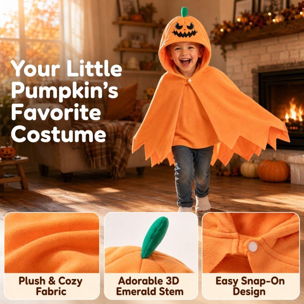 Hooded Cloak Pumpkin Hooded Cloak Coat Multipurpose Pumpkin Shawl Costume Cosplay Props Bright Color Halloween Cosplay Cape