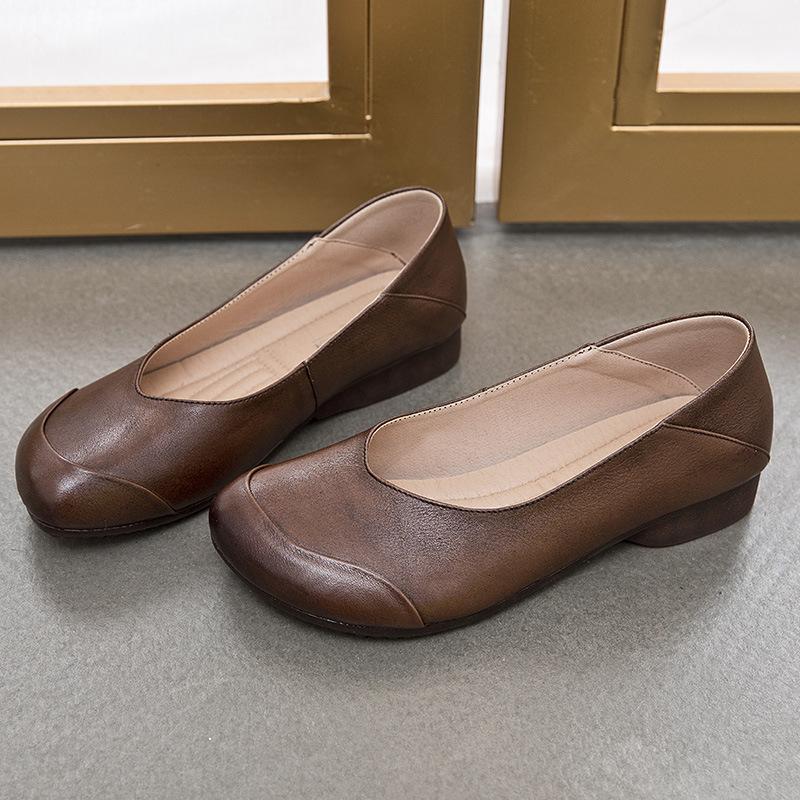 Single Shoes Female Spring Breathable New Simple Wind Commuter Flat Bottom Slip-On Square Head Shallow Mouth Casual Lazy Shoes