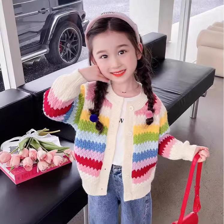Girls Stylish Spring & Autumn Knit Cardigan 2025 - Baby & Children s Sweater Top 130 cm