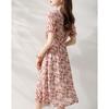 New Style Dress with Lilac Floral Dress Summer Temperament Pleated Decoration for Women's Summer Dress