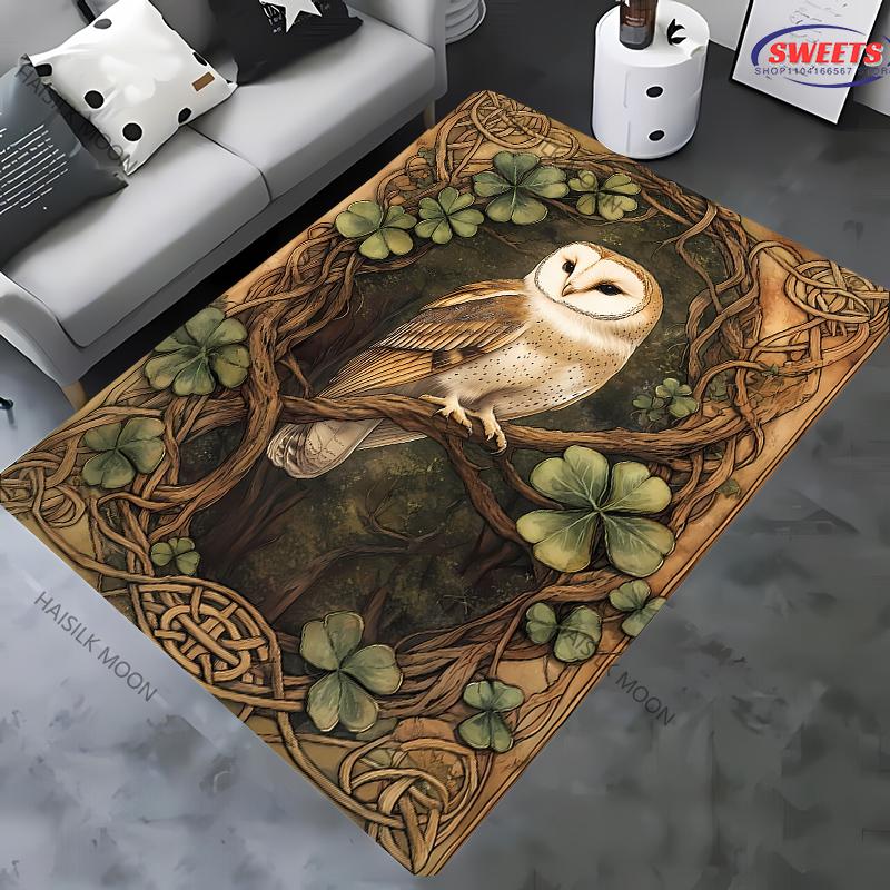 Vintage Mystery Owl Printed Carpet Rug for Bedroom Living Room Sofa, Study Yoga Non-Slip Rug, Decorative Mat Multi-Size Optional