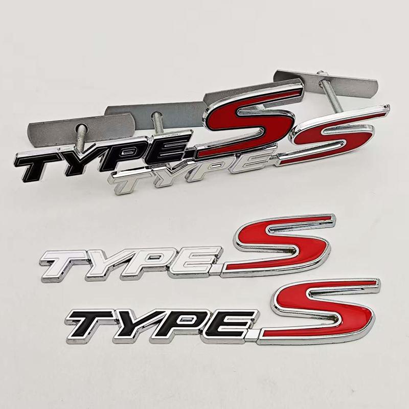 AAALZ1 3D Metal Type S Logo Front Grill Car Emblem Rear Trunk Badge Sticker Decal For Honda Civic Types CRV HRV Accord Fit Accessories