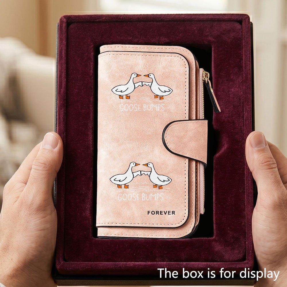 Cute goose design men's large-capacity wallet with business card slot and cash pocket, suitable for formal occasions and office use, a gift for