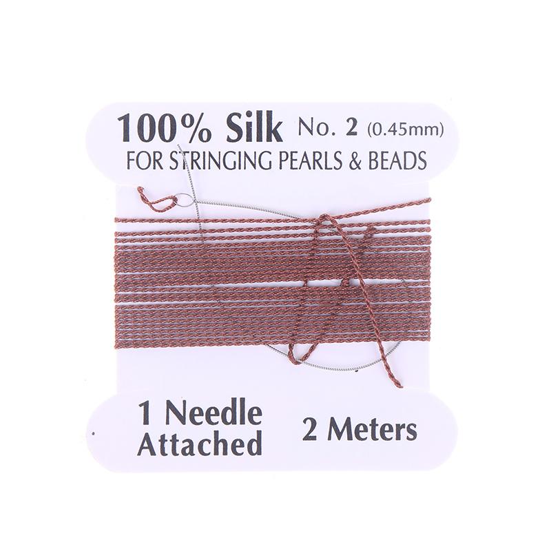 2# 0.45Mm 10Szt./Worek Ręcznie Robiony 100% Naturalny Jedwabny Sznurek Lina Z Nawlekaną Jedwabną Nicią Igła Końcówka Jedwab Do Tworzenia Biżuterii DIY