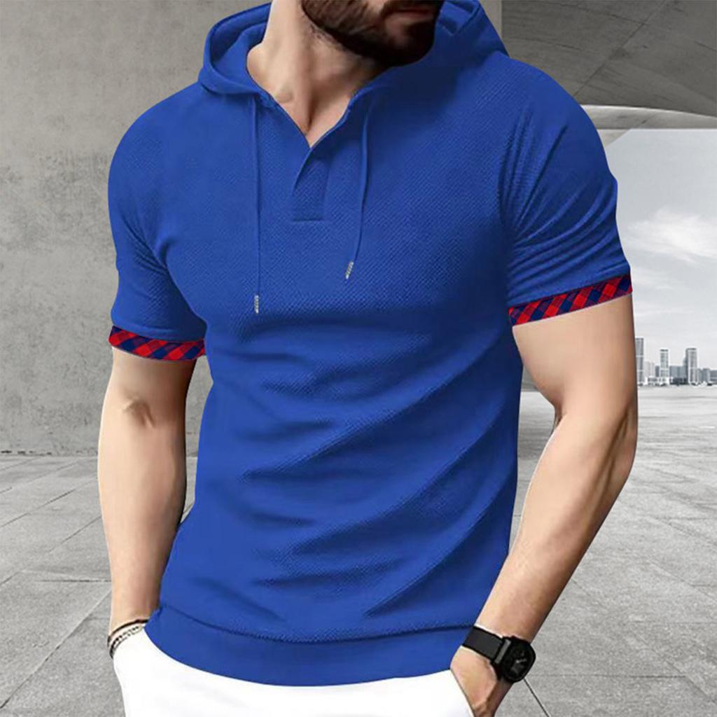 Men's Plus Size Hooded Short-Sleeve Casual Sports Top