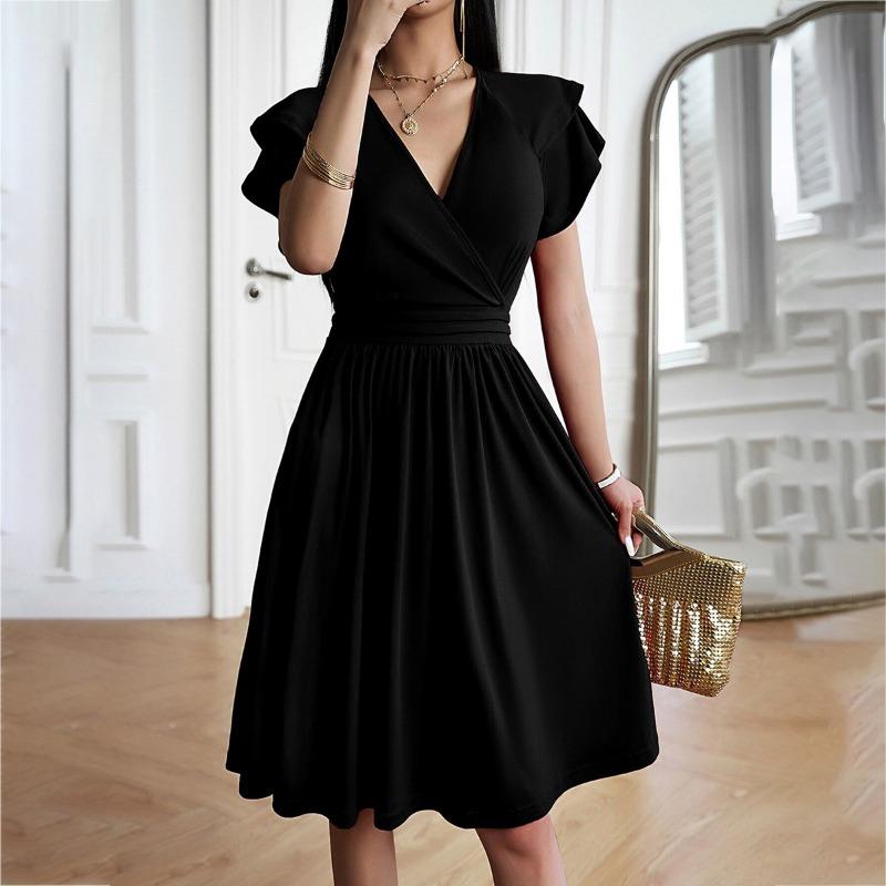 Women's Dress Summer Temperament Elegant V-neck Midi Dress