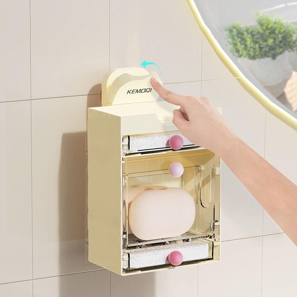 Plastic Suction Cup Soap Dish Waterproof Drain Soap Box Creative Soap Holder  for Home