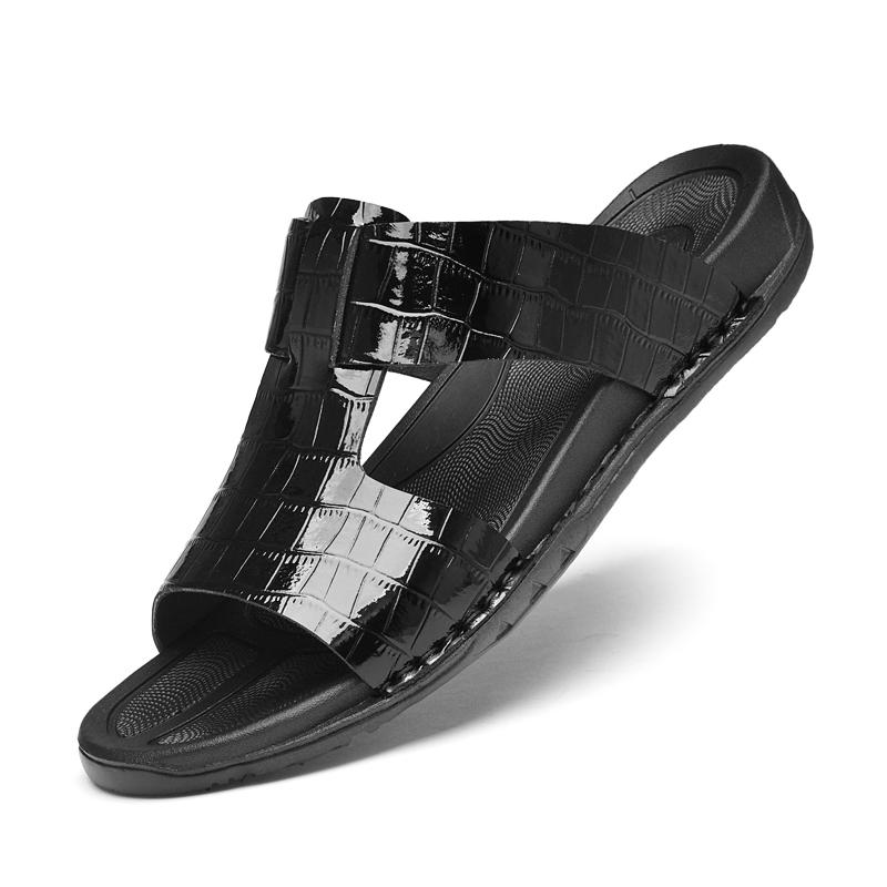 Men Casual Summer Driving Shoes Male Comfortable Slippers All-match Men's Half Drag 2024 New Leather Classic Male Luxury Sandals