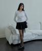 MARGARIN FINGERS Rose Frill V-Neck Top (White)