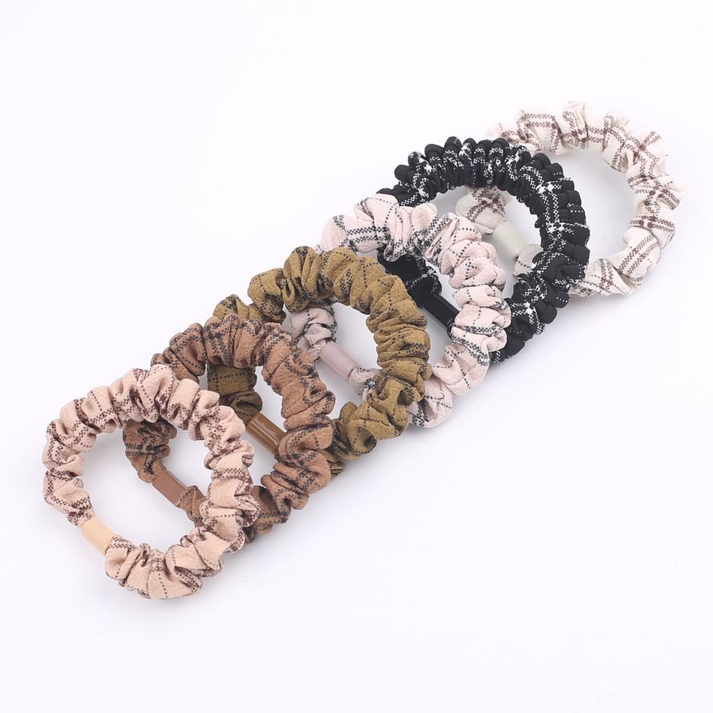 5pc Fashion European and American Plaid Elastic Hair Bands for Women Girls Hair Ties Rope for Hair Accessories Ponytail Holder