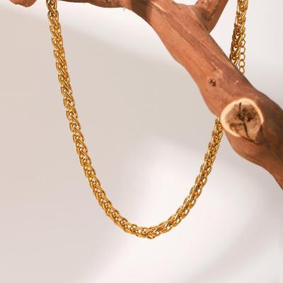 Corrente de Corda em Ouro 18K: Colar de Clavícula em Aço Titânio Tendência Estilo Europeu e Americano, Não Desbota