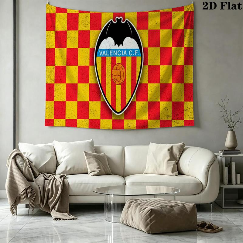 Valencia CF Logo Wall Tapestry Aesthetic Wall Hanging Printed Fabric Blanket Decorative Tapestries for Bedroom Living Room Home Decor