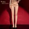 Sexy Women Open Crotch Thin Pantyhose Bandage Low Waist Shaping Tights Oil Glossy Shiny Maid Dance Wear Sexy Stockings