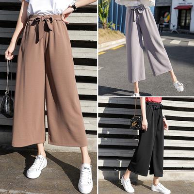 Wide Leg Pants for Women In Spring and Autumn Loose Chiffon Casual Straight Leg Nine Quarter High Waist Women's Pants for Summer