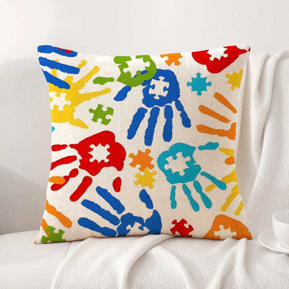 PPuzzle PPiece Cushion Cover Natural Linen Organic Fabric DoubleSided Printing Sofa Home Decor Breathable Bed Pillow