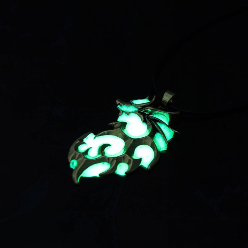 Flame Dragon Animal Necklace Pendant for Women Men Luminous Dragon Necklace Glow Dark  Dragon Jewelry Gifts