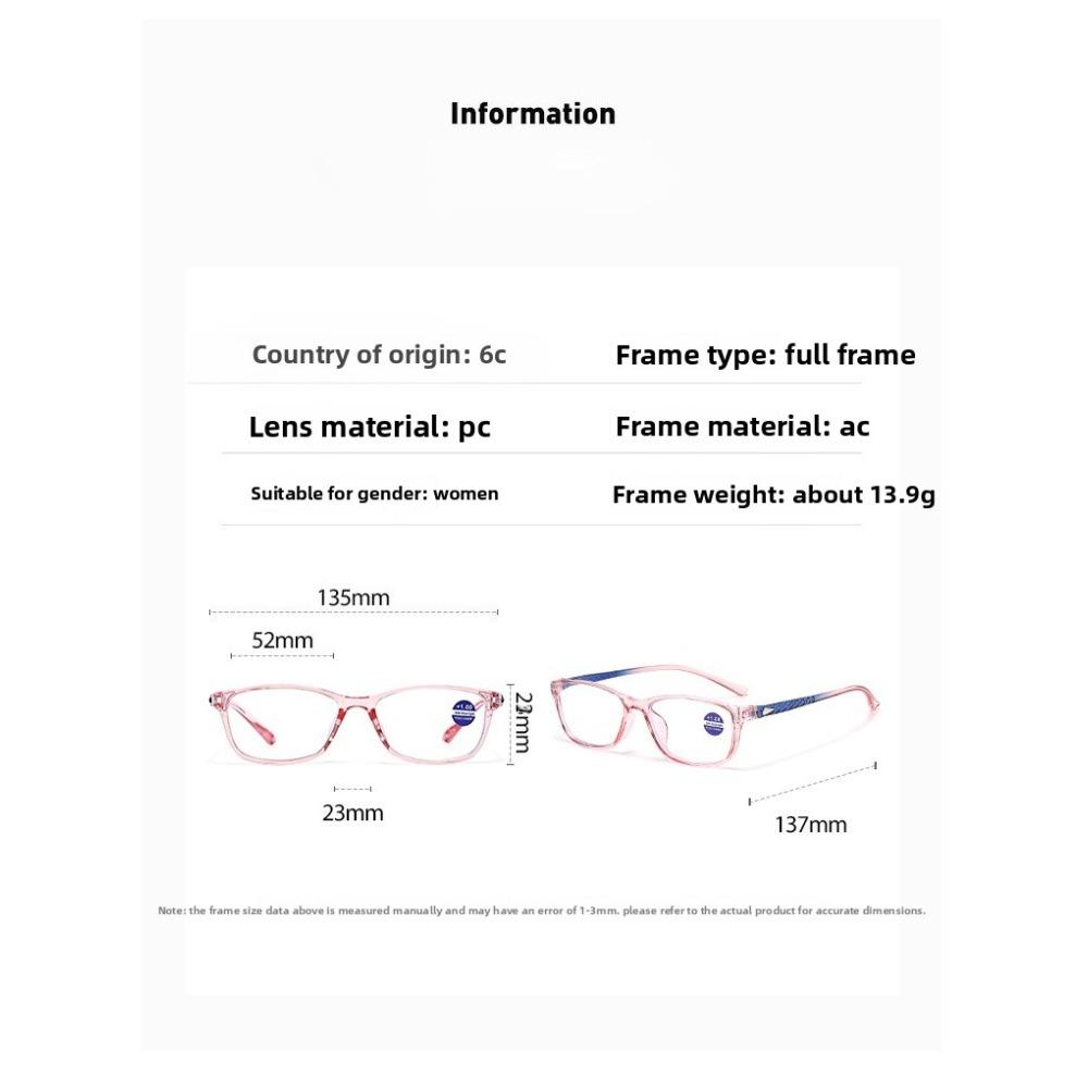 New Ultra Light Anti Blue Light Reading Glasses PC Fashionable Full Frame Comfortable High-definition Presbyopia Glasses To +4.0