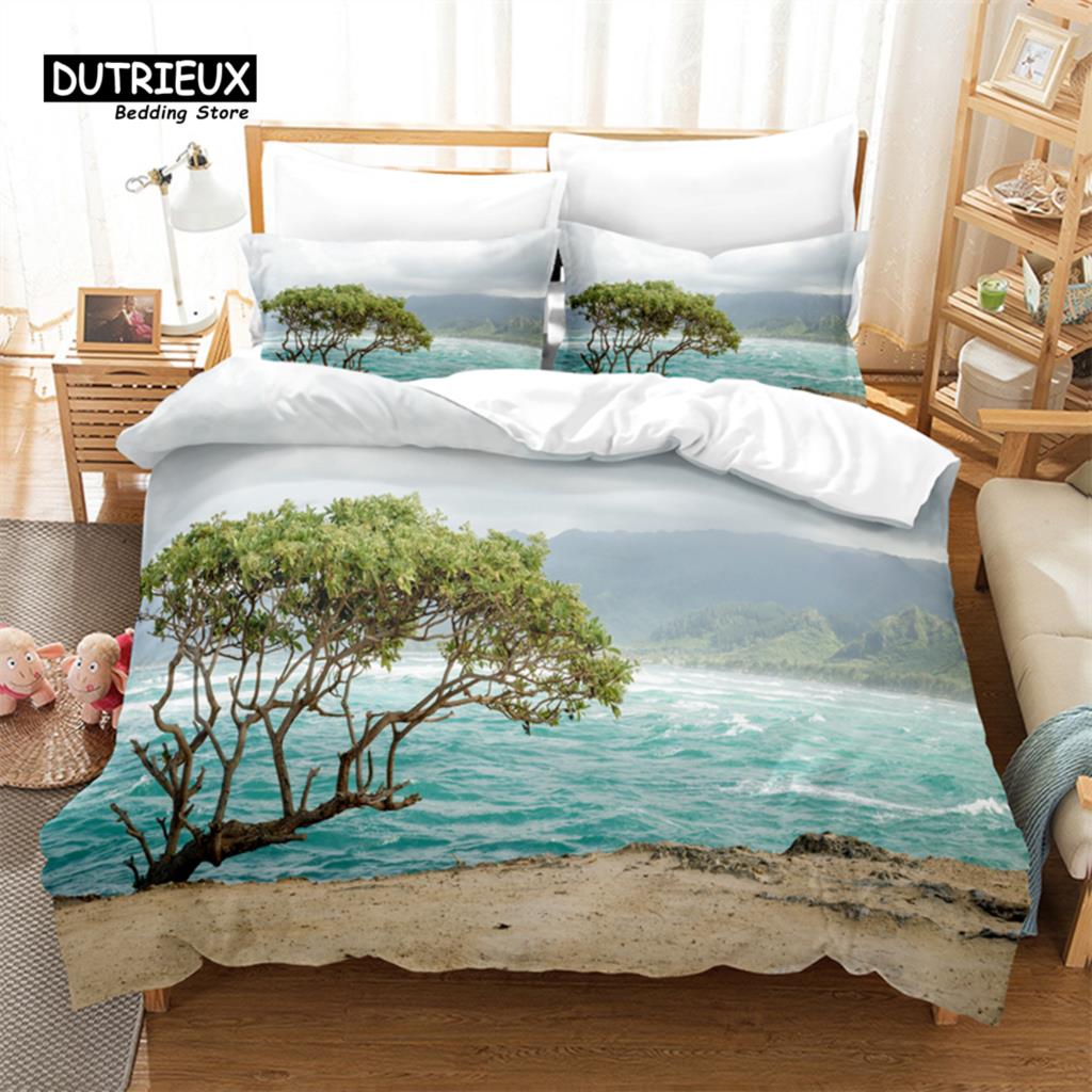 Cactus and Woods Duvet Cover Set, Fashion Bedding Set, Soft Comfortable Breathable Duvet Cover, For Bedroom Guest Room Decor