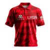 USA Printed Short Sleeve Button Shirt - Patriotic Soccer for Casual Wear