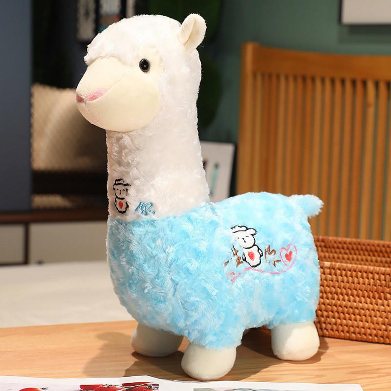 Cute New Alpaca Plush Toy Doll Soft Pillow Big Size Girl Birthday Gift Colorful Blue Pink Blue,40cm/15.75in