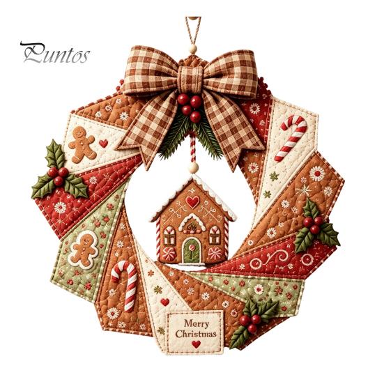 Progetti Creativi Fai da Te per la Casa Ghirlanda Patchwork Kit Artigianale, Modelli Stagionali da Cucito Natalizio, Kit Trapuntatura Fatti a Mano per Adulti Stile Rustico