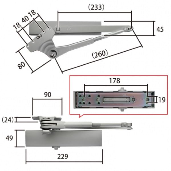 [Plenas 20] [Plenas 23] [Plenas II 20] [Plenas II 23] [Plenas S] Etc. TOSTEM / Tostem, MIWA Replacement, RYOBI Replacement, Door Closer Color Black