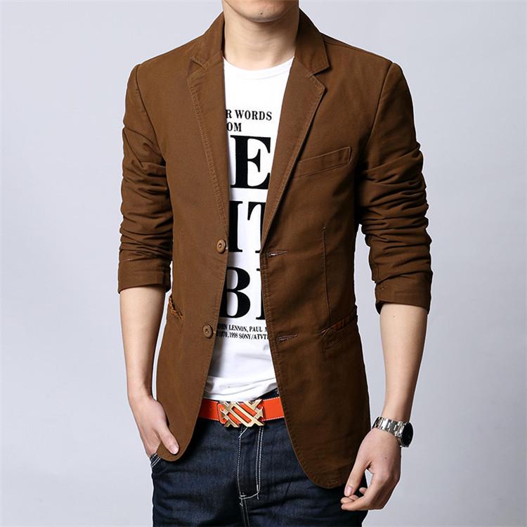 Men's Korean Style Slim-Fit Cotton Blazers - Spring & Autumn Two-Button Jackets In Large Sizes