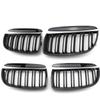 Front Kidney Grille Grill Compatible For BMW 2005-08 E90 E91 323i 328i 335i M-Color Gloss Black
