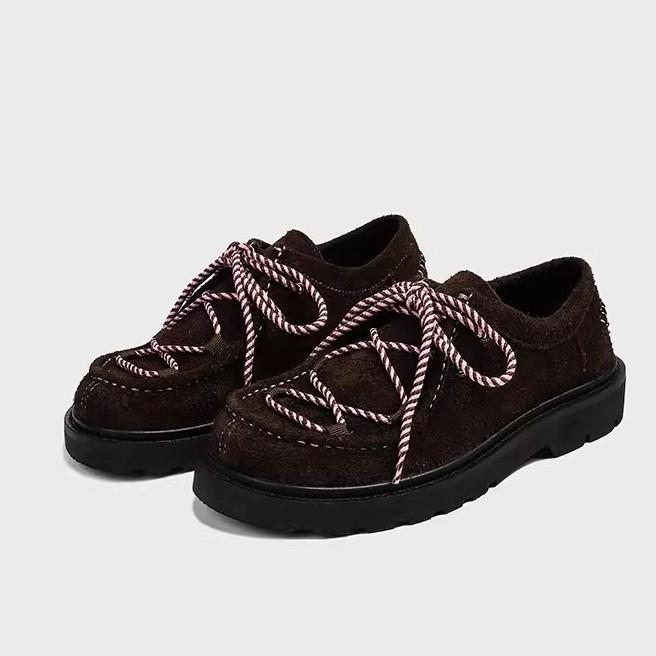 Fashion NEW Autumn Women Flats Platform Loafers Women Round Toe Single Shoes Woman Thick Bottom Suede Leather Shoes Women Mujer