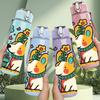 1PC Flower Dog Cartoon Art 750ml Color Plastic Sports Water Bottle Leakproof Flip Straw Lid Suitable for Sports Office Home Use