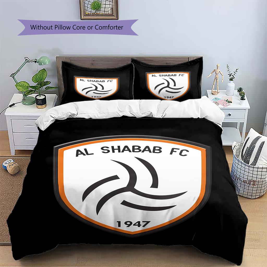 Al-Shabab FC Pattern Bedding,Quilt Set Quilt Cover Pillowcase Home Birthday Gift (1 * duvet cover + 2 * pillowcase, without core)