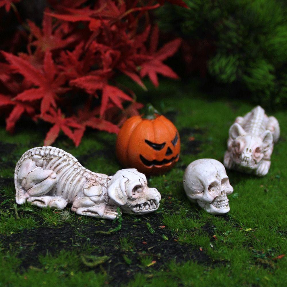 Pumpkin Skeleton Cat Halloween Skeleton Figurine Mini Pumpkin Ornament  Ghost Festival