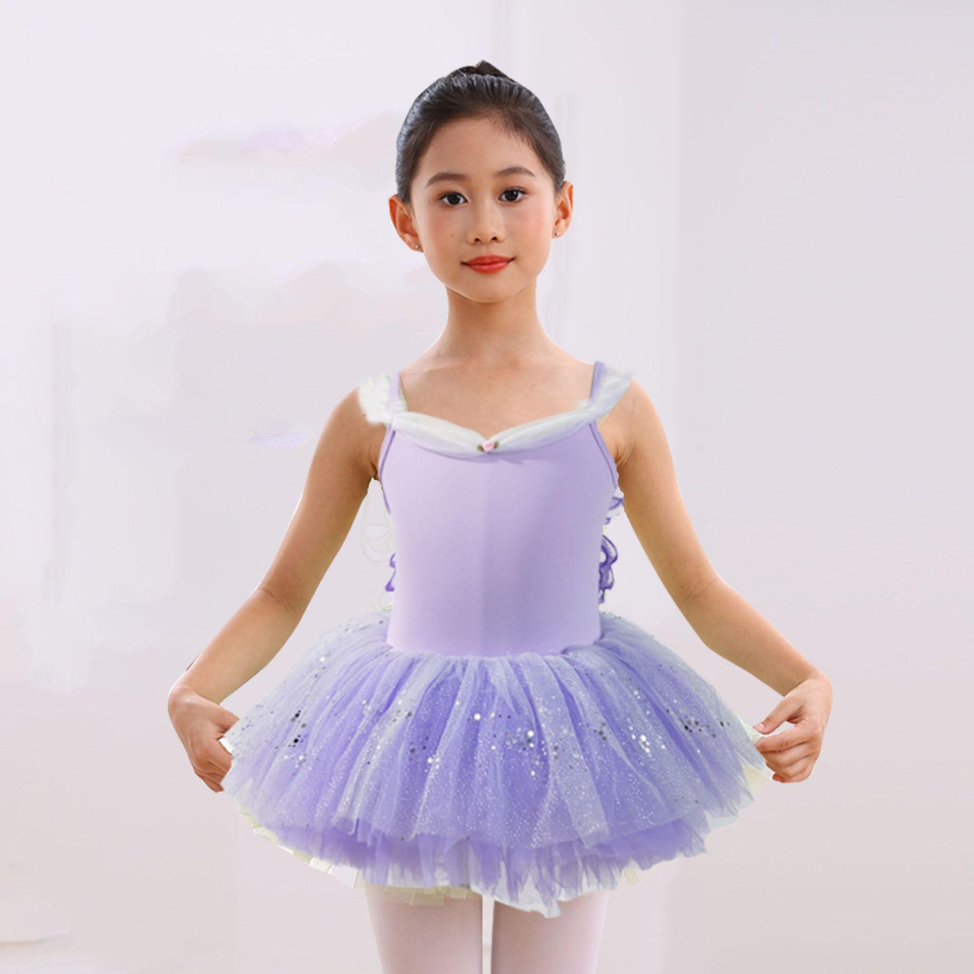 

children s costumes 2026 summer sling ballet leotard tutu dance costumes girls butterfly dance suit wear ballet Dance clothes 110 фиолетовый