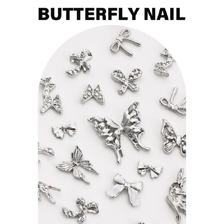 10x/Set Beautiful Butterfly Nails Art Charms 3D Alloy Bowknot Nails Charms Nails Charms Nails Supplies
