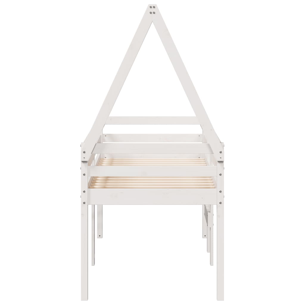 High Bed with Roof White 80 x 200 cm Solid Pine Wood